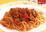 なすとソーセージのスパゲティ