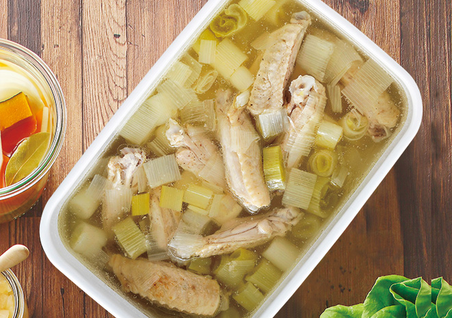 白ねぎと鶏肉のスープ