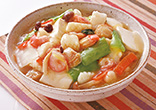 シーフードミックスの豆腐あんかけ